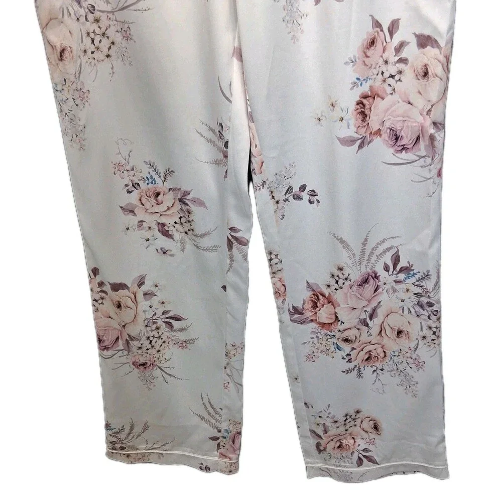 Le Rose Pajama Satin Pants Rose Motif Size XS Cottagecore Feminine
